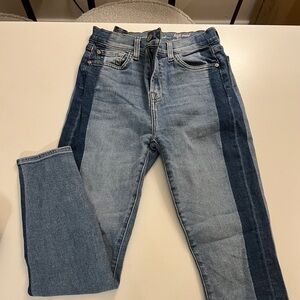 7 for all mankind skinny high-waisted two tone